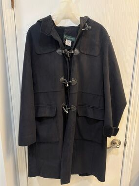 Harve Benard Vintage Long Black Toggle Hooded Coat